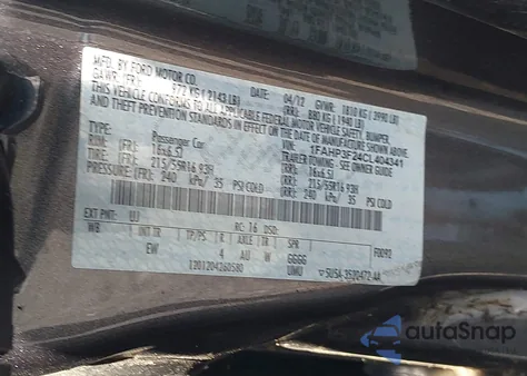 2012 Ford Focus Se z USA, uszkodzony, nr VIN 1FAHP3F24CL404341